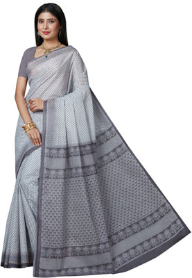 SHANVIKA Printed Daily Wear Pure Cotton Saree(Grey)