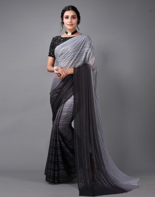 Satrani Embellished, Dyed Bollywood Georgette Saree(Grey)