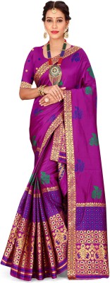 Skiran's Woven Mekhela Chador Polyester Saree(Magenta)