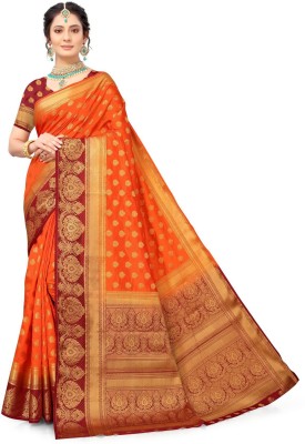 neeah Woven Banarasi Jacquard Saree(Orange)