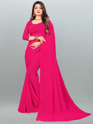 kashvi sarees Solid/Plain Bollywood Georgette Saree(Pink)