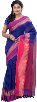 Jammdani Self Design Handloom Pure Cotton Saree(Blue, Pink)