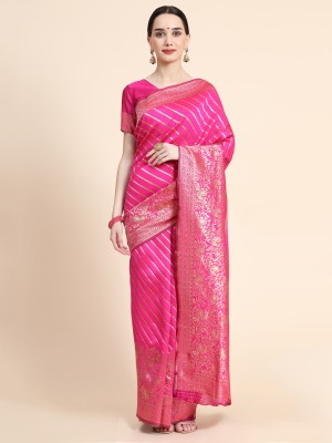 FRATONA Woven Kanjivaram Pure Silk, Art Silk Saree(Pink)