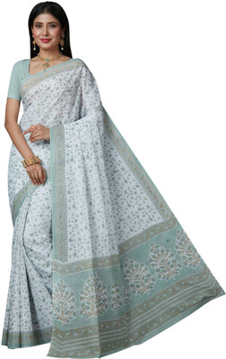 SHANVIKA Printed Daily Wear Pure Cotton Saree(White)
