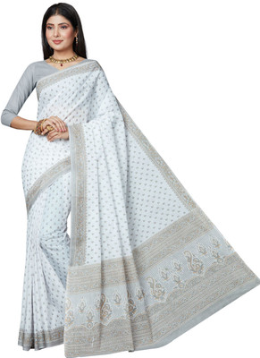 SHANVIKA Printed Daily Wear Pure Cotton Saree(White)