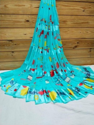 Sanwariya Silk Printed Bollywood Georgette Saree(Light Blue)