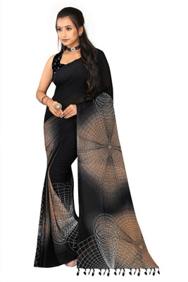 Leelavati Embroidered Bollywood Georgette Saree(Black)