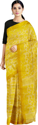 Mayabi Woven Jamdani Cotton Silk Saree(Yellow)