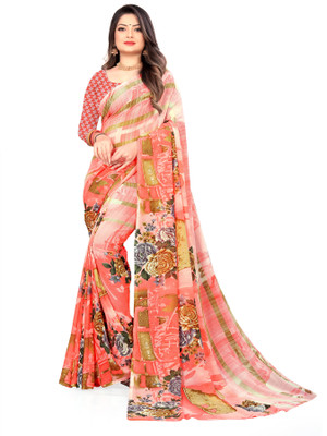 kashvi sarees Floral Print Bollywood Georgette Saree(Pink)