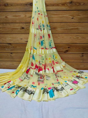 Sanwariya Silk Printed Bollywood Georgette Saree(Yellow)