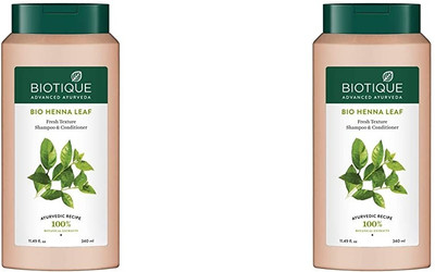 BIOTIQUE BIO HEENA LEAF FRESH TEXTURE SHAMPOO 340 ML X 2(680 L)