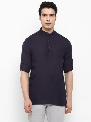 Life Roads Men Solid Casual Dark Blue Shirt