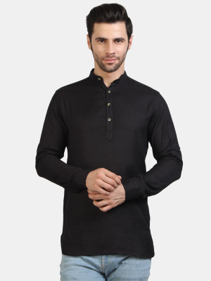 Life Roads Men Solid Casual Black Shirt