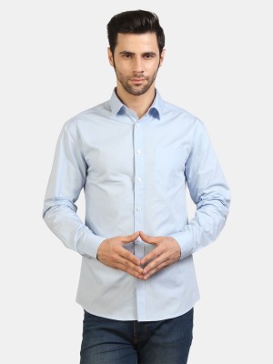 Life Roads Men Solid Casual Light Blue Shirt