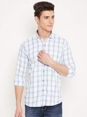 DUKE Men Checkered Casual White Shirt