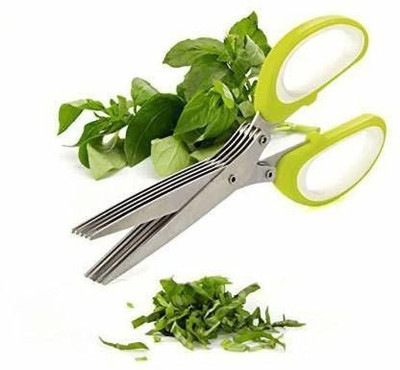 Twinflo Multi-Function 5 Blade Stainless Steel Vegetable and Herb Scissor Scissors(Set of 1, Multicolor)