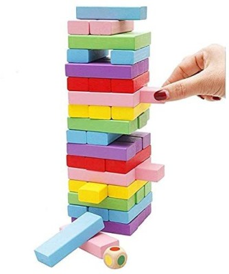 Goyal's Wooden Zenga Multicolor Building Blocks Puzzle 48 Pcs Tile 2 Dice(Multicolor)