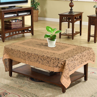 Sparklings Damask 4 Seater Table Cover(Yellow, Polyester)