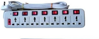 D-DEVOX 7 SOCKET & 7 SWITCH WITH ONE LED AND 3 MTR LONG WIRE CAPACITY UP TO 6AMP 7  Socket Extension Boards(White, 3 m)