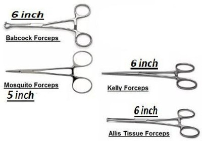ARINEO Combo (Mosquito Forcep + Babcock Forcep + kelly Forcep + Allis Tissue Forcep) Utility Forceps