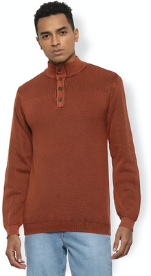 VAN HEUSEN Self Design Turtle Neck Casual Men Brown Sweater
