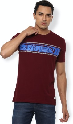 VAN HEUSEN Graphic Print Men Round Neck Maroon T-Shirt