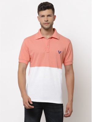 UZARUS Colorblock Men Polo Neck Orange T-Shirt