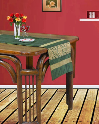 Dekor World Green 180 cm Table Runner(Polyester)