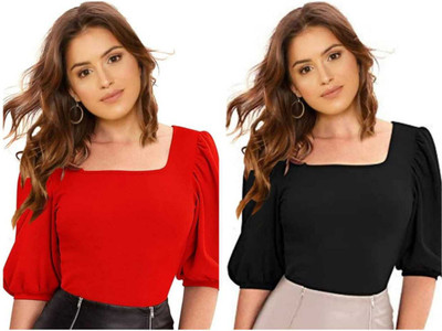 Dream Beauty Fashion Casual Solid Women Red Top