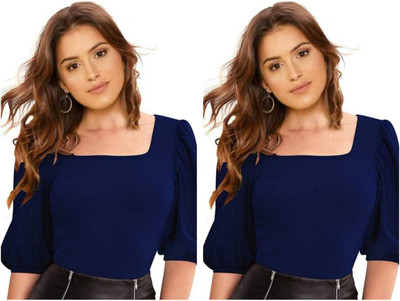 Dream Beauty Fashion Casual Solid Women Dark Blue Top