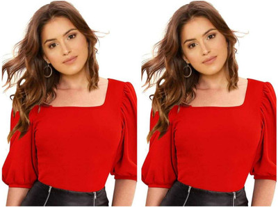 Dream Beauty Fashion Casual Solid Women Red Top