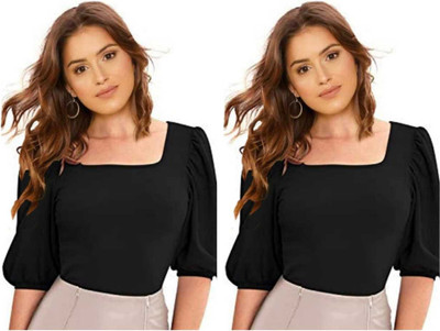Dream Beauty Fashion Casual Solid Women Black Top