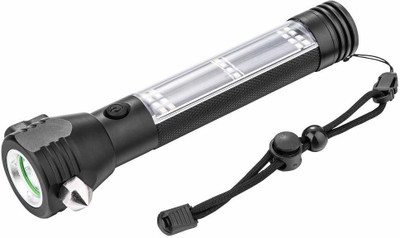 NISHIV Aluminium 7 Mode Rechargeable Solar Led Torch Flashlight Use For Car Emergency Torch(Black, 20 cm, Rechargeable)