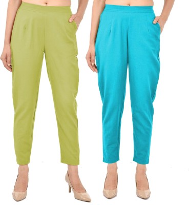 FABISHO Regular Fit Women Green, Light Blue Trousers