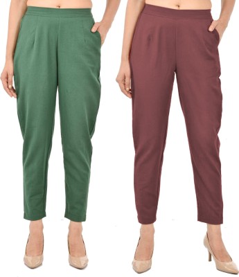 FABISHO Regular Fit Women Green, Maroon Trousers