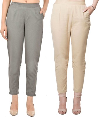 FABISHO Regular Fit Women Grey, Beige Trousers