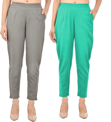 FABISHO Regular Fit Women Grey, Light Green Trousers