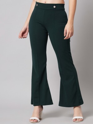 Al-Hudooms Flared Women Dark Green Trousers