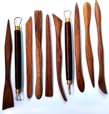 ANVIS 10pcs Wooden Clay Modeling Tools for Sculpting, Crafting, Modelling and Pottery Art Clay(10)