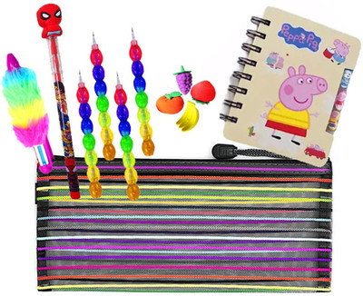 Neel Unicorn School Stationery Gift Set-13Pcs,Small Diary/Pencil/Eraser/Pen/Net Pouch