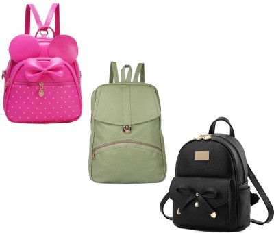 QUASHIMI COLLECTION BP-1-pnk-2in1+grn-psh-lck+blk-tei-pitthu-cmbo 6 L Backpack(Pink, Green, Black)