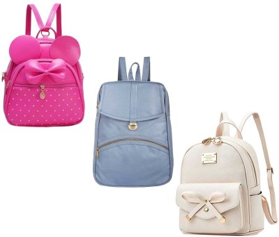 QUASHIMI COLLECTION BP-1-pnk-2in1+sky-blu-psh-lck+crm-tei-pitthu-cmbo 6 L Backpack(Pink, Blue, White)