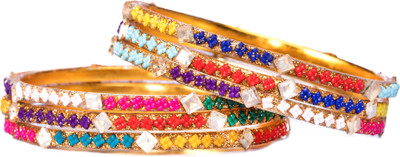 Mamon Creations Alloy Crystal Gold-plated Bangle Set(Pack of 6)