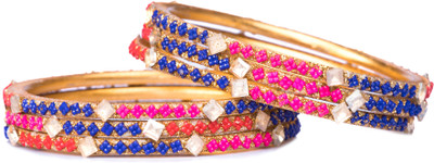 Mamon Creations Alloy Crystal Gold-plated Bangle Set(Pack of 6)