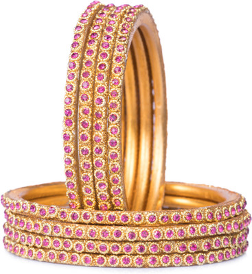 Mamon Creations Alloy Gold-plated Bangle Set(Pack of 8)