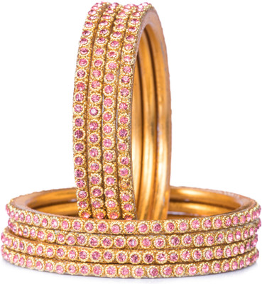Mamon Creations Alloy Gold-plated Bangle Set(Pack of 8)