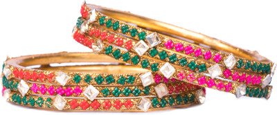 Mamon Creations Alloy Crystal Gold-plated Bangle Set(Pack of 6)