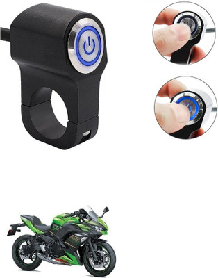 Qiisx CNC On/Off Motorcycle Handlebar Fitting With Light For Kawasaki Ninja 650 Handle Bar Grip For Kawasaki Universal For Bike(Pack of 1)