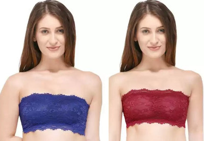 Fastdeal Women Bandeau/Tube Lightly Padded Bra(Maroon, Blue)