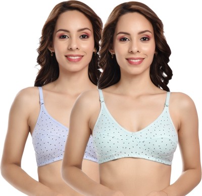 MSIU Women T-Shirt Non Padded Bra(Blue, Green)